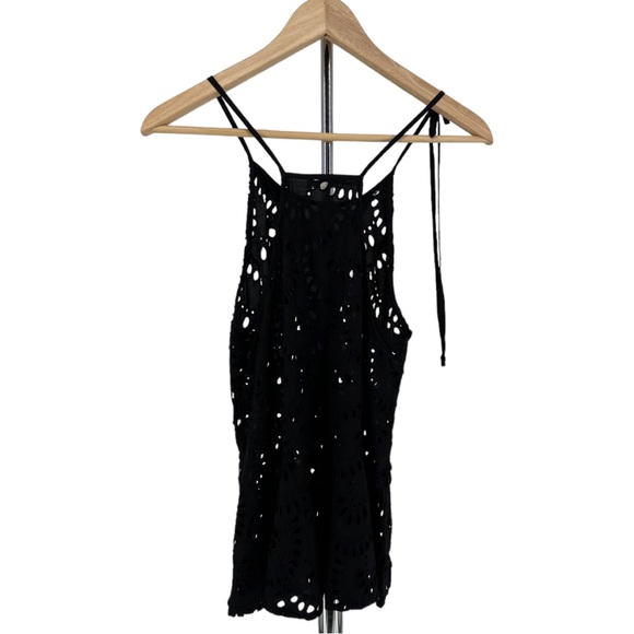 Intimately Free People Black Starry Eyelet Peplum Tank Top Racerback size Small - Picture 10 of 13